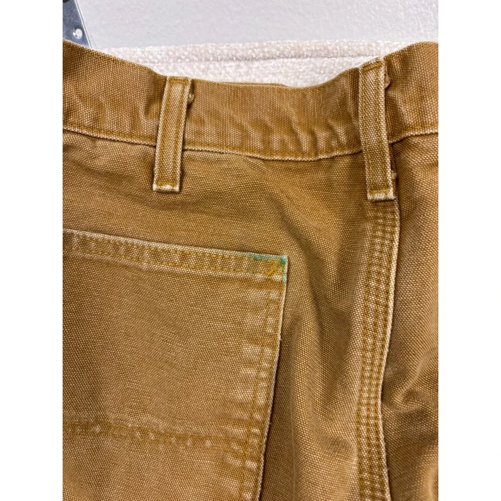 Carhartt B111 BRN Mens 36x30 Flannel Lined Duck Canvas Work Pants Brown Plaid